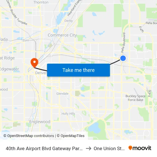 40th Ave Airport Blvd Gateway Park Station to One Union Station map