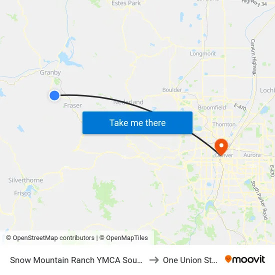 Snow Mountain Ranch YMCA Southbound to One Union Station map