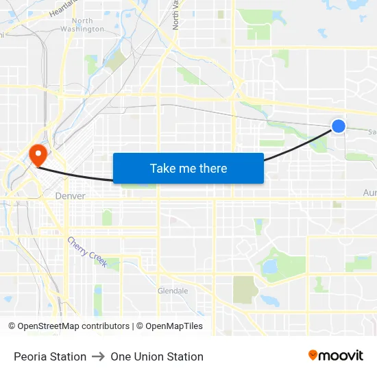 Peoria Station to One Union Station map