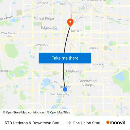 RTD-Littleton & Downtown Station to One Union Station map
