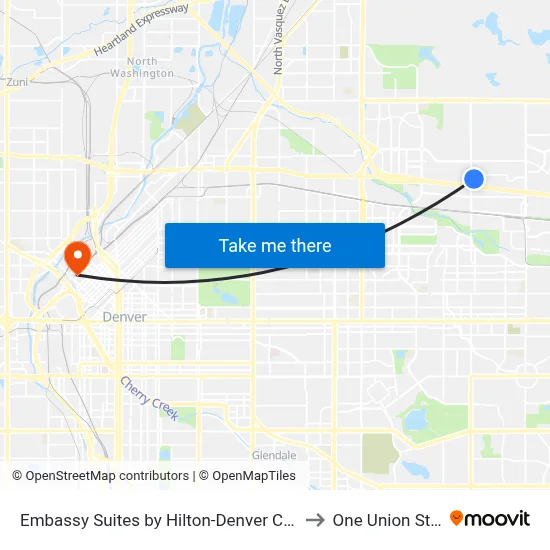 Embassy Suites by Hilton-Denver Central Park to One Union Station map