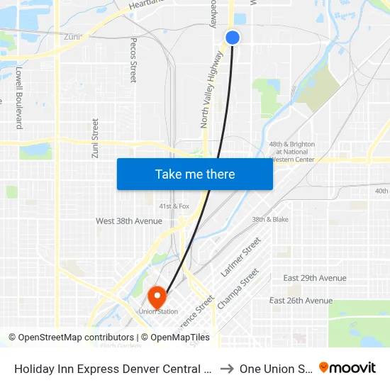 Holiday Inn Express Denver Central - North by Ihg to One Union Station map