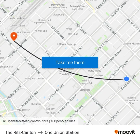 The Ritz-Carlton to One Union Station map