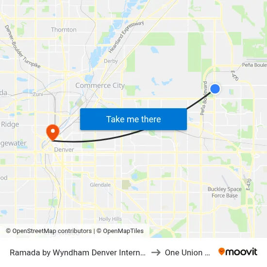 Ramada by Wyndham Denver International Airport to One Union Station map
