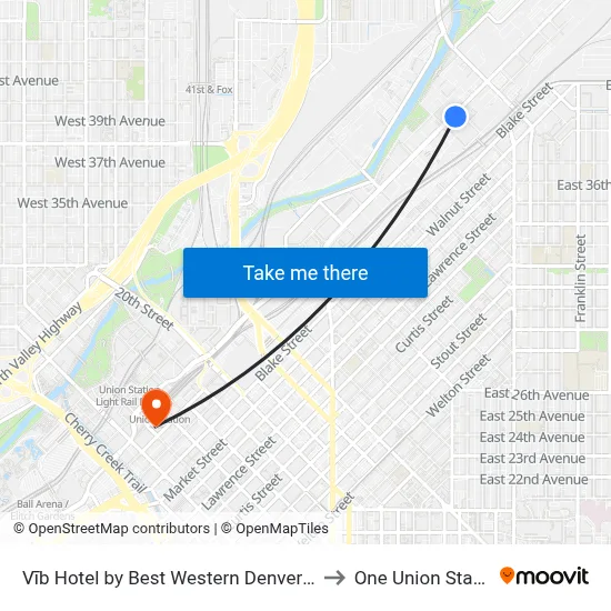 Vīb Hotel by Best Western Denver Rino to One Union Station map