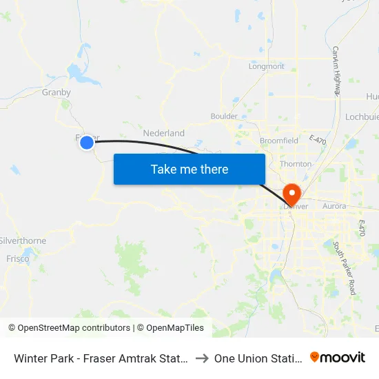 Winter Park - Fraser Amtrak Station to One Union Station map