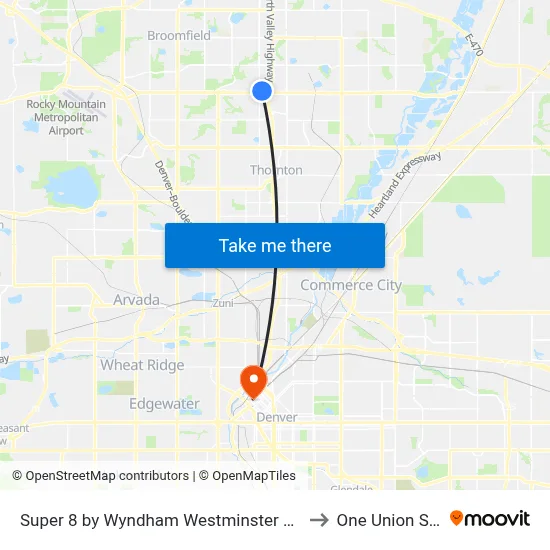 Super 8 by Wyndham Westminster Denver North to One Union Station map