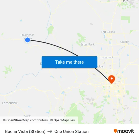 Buena Vista (Station) to One Union Station map