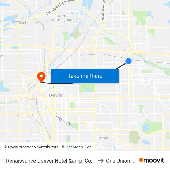 Renaissance Denver Hotel &amp; Conference Center to One Union Station map
