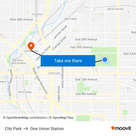 City Park to One Union Station map