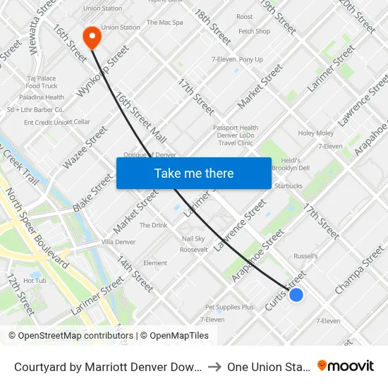 Tritch / Joslins Dry Goods Building to One Union Station map