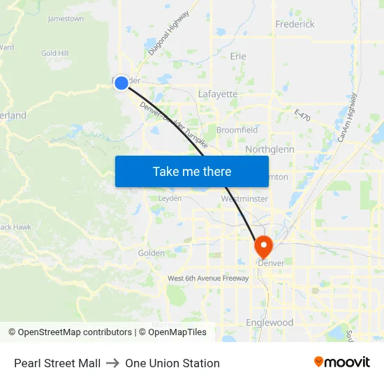 Pearl Street Mall to One Union Station map