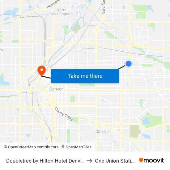 Doubletree By Hilton Hotel Denver to One Union Station map