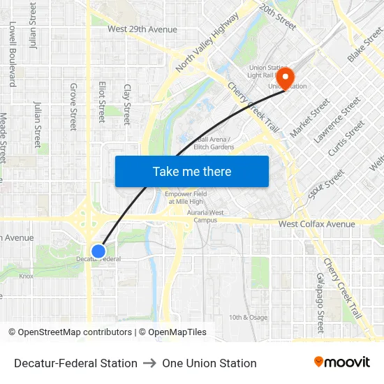 Decatur-Federal Station to One Union Station map