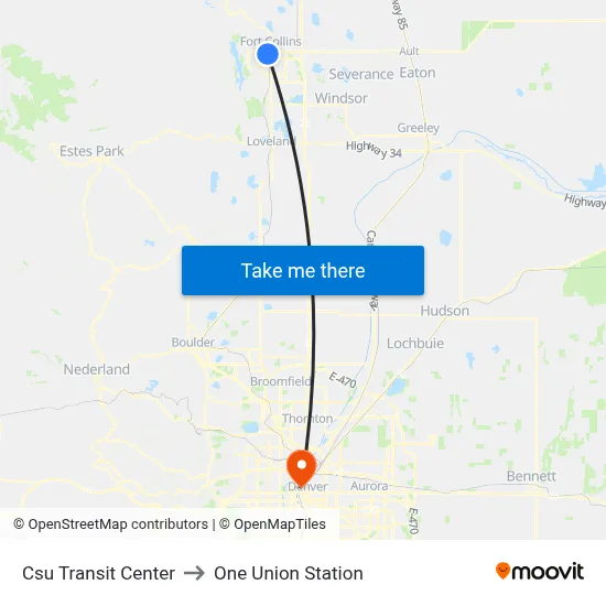 Csu Transit Center to One Union Station map