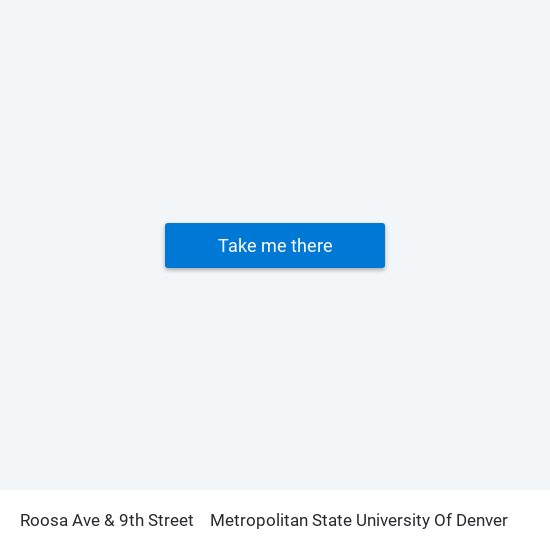 Roosa Ave & 9th Street to Metropolitan State University Of Denver map