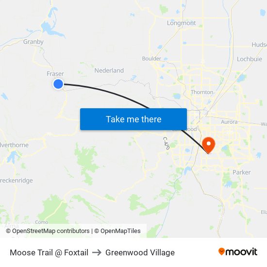 Moose Trail @ Foxtail to Greenwood Village map