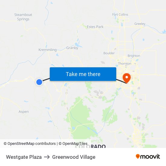 Westgate Plaza to Greenwood Village map