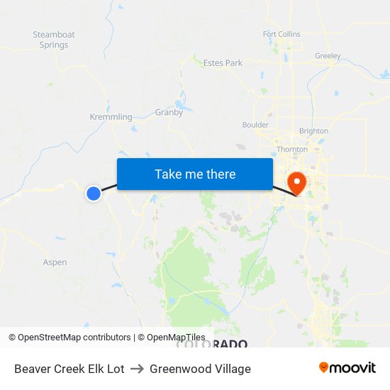 Beaver Creek Elk Lot to Greenwood Village map