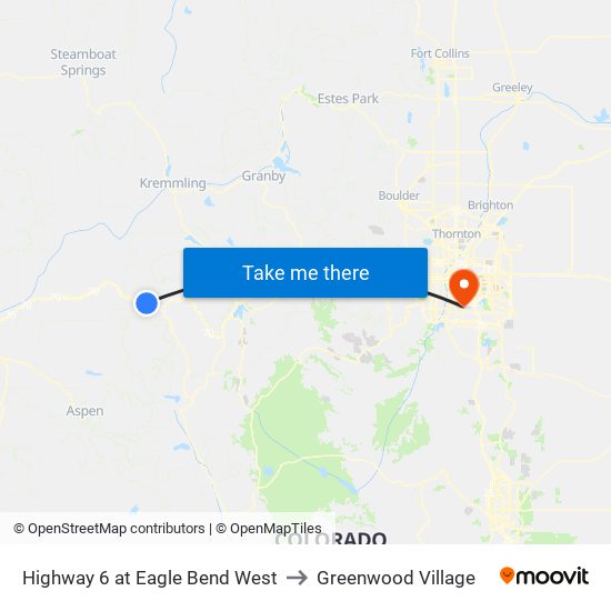Highway 6 at Eagle Bend West to Greenwood Village map