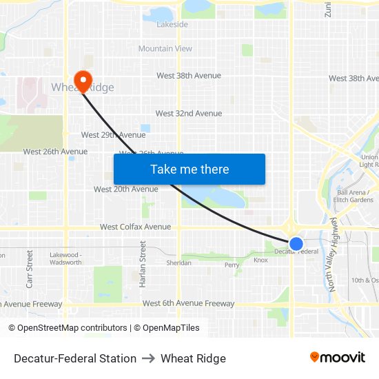 Decatur-Federal Station to Wheat Ridge map