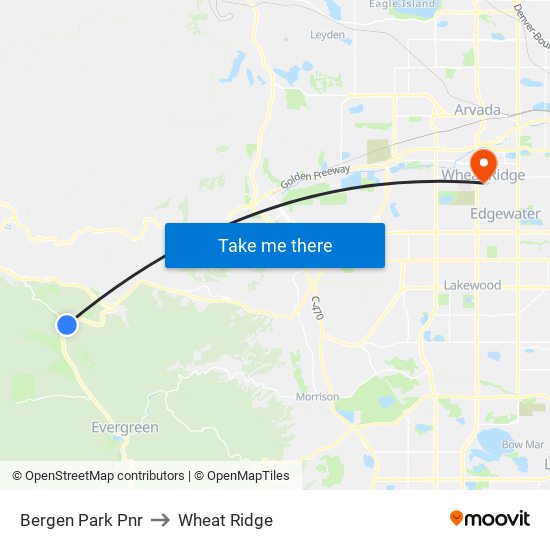 Bergen Park Pnr to Wheat Ridge map