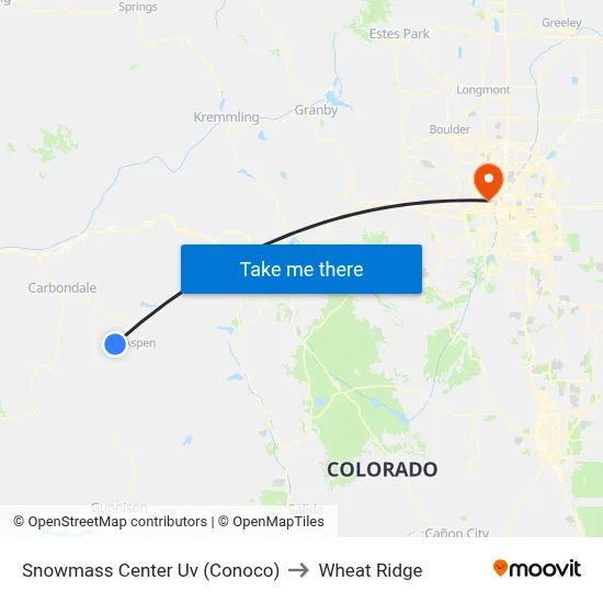 Snowmass Center Uv (Conoco) to Wheat Ridge map