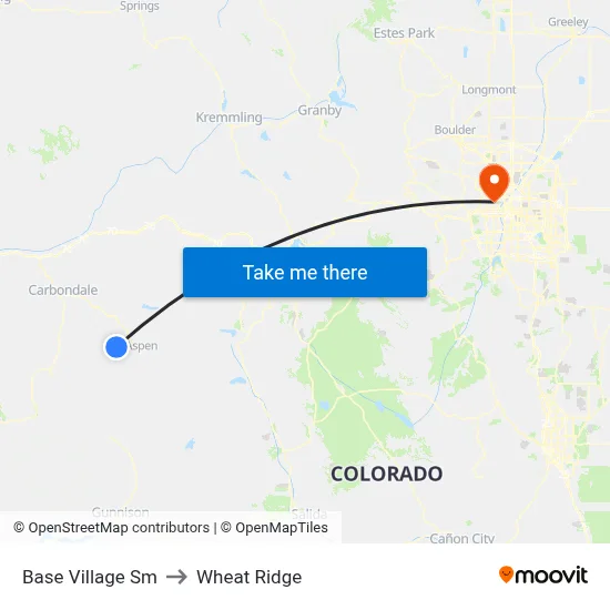 Base Village Sm to Wheat Ridge map