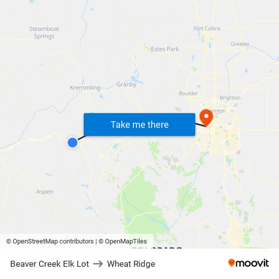 Beaver Creek Elk Lot to Wheat Ridge map