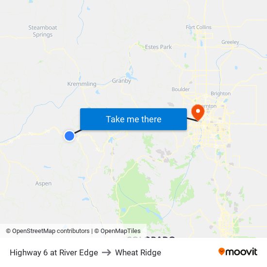 Highway 6 at River Edge to Wheat Ridge map