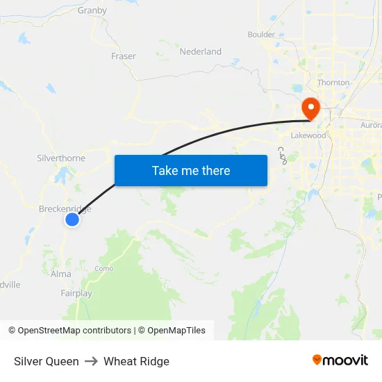 Silver Queen to Wheat Ridge map