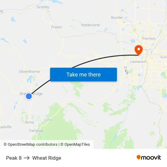 Peak 8 to Wheat Ridge map
