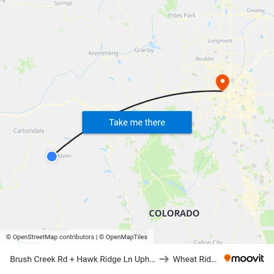 Brush Creek Rd + Hawk Ridge Ln Uphill to Wheat Ridge map