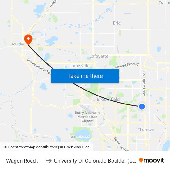 Wagon Road Pnr to University Of Colorado Boulder (Cinc) map