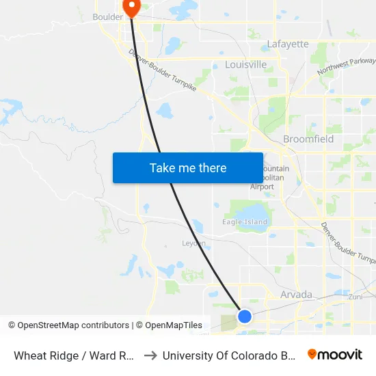 Wheat Ridge / Ward Road Station to University Of Colorado Boulder (Cinc) map