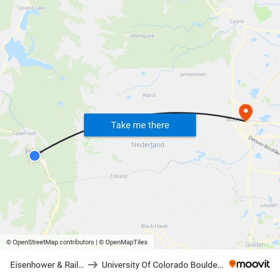 Eisenhower & Railroad to University Of Colorado Boulder (Cinc) map