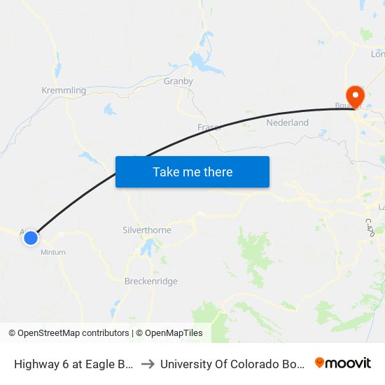 Highway 6 at Eagle Bend West to University Of Colorado Boulder (Cinc) map