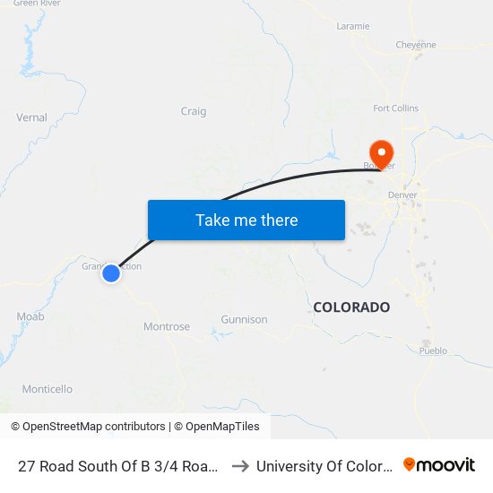 27 Road South Of B 3/4 Road (Orchard Mesa Maverick) to University Of Colorado Boulder (Cinc) map