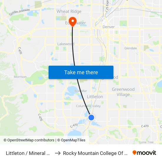 Littleton / Mineral Ave Station to Rocky Mountain College Of Art And Design map