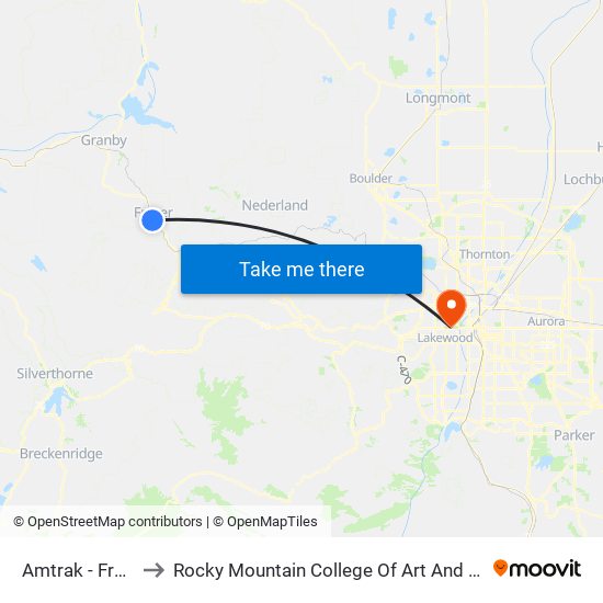 Amtrak - Fraser to Rocky Mountain College Of Art And Design map