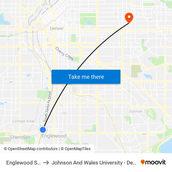 Englewood Station to Johnson And Wales University - Denver Campus map