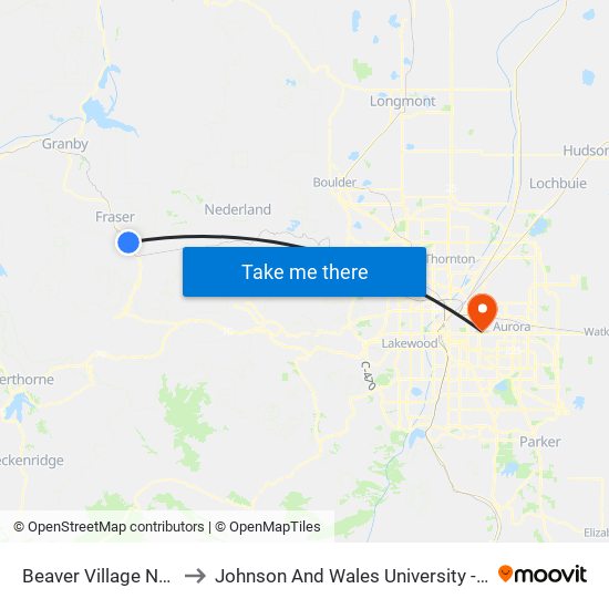 Beaver Village Northbound to Johnson And Wales University - Denver Campus map