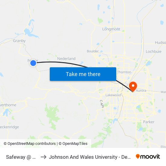 Safeway @ Cr 804 to Johnson And Wales University - Denver Campus map