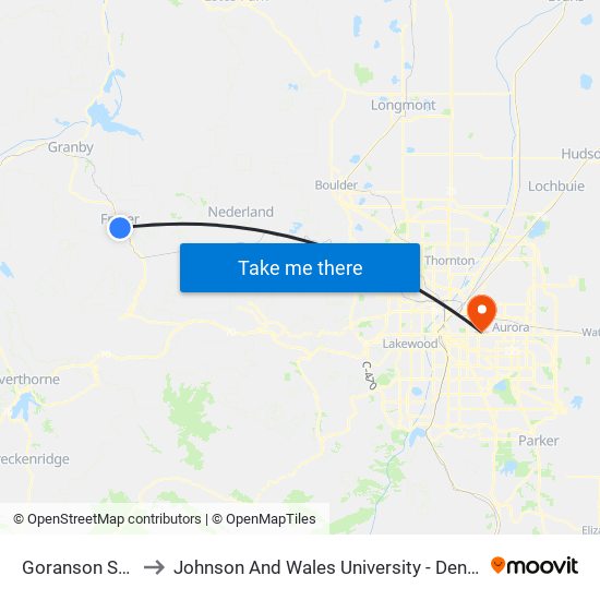 Goranson Station to Johnson And Wales University - Denver Campus map