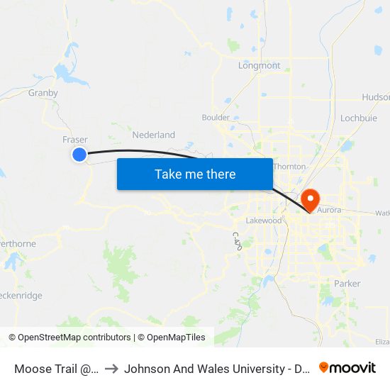 Moose Trail @ Foxtail to Johnson And Wales University - Denver Campus map