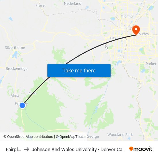 Fairplay to Johnson And Wales University - Denver Campus map