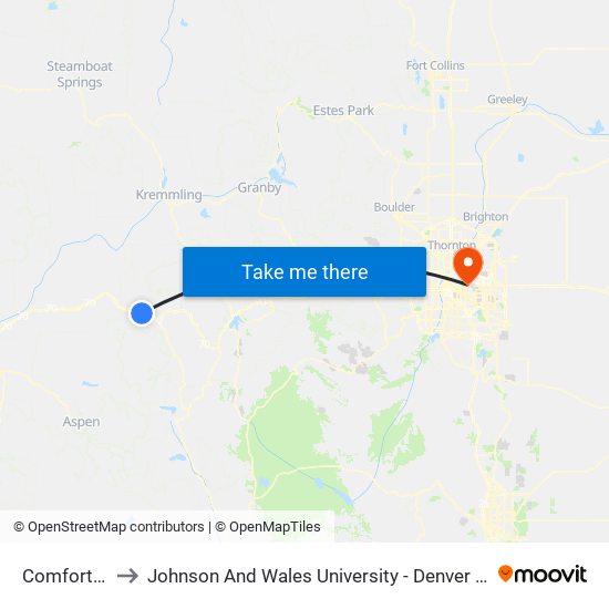 Comfort Inn to Johnson And Wales University - Denver Campus map