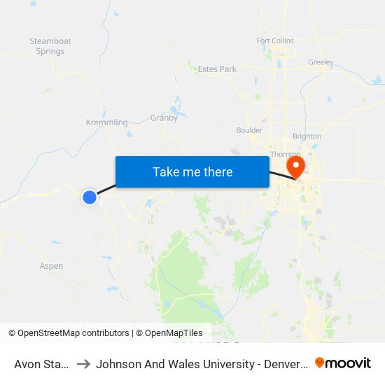 Avon Station to Johnson And Wales University - Denver Campus map