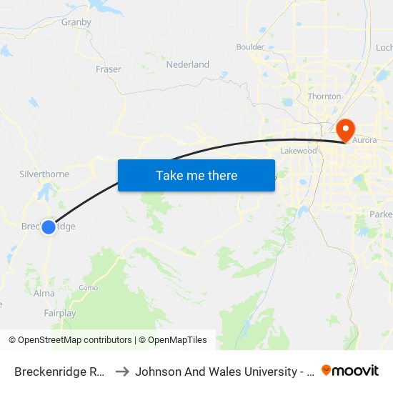 Breckenridge Rec. Center to Johnson And Wales University - Denver Campus map