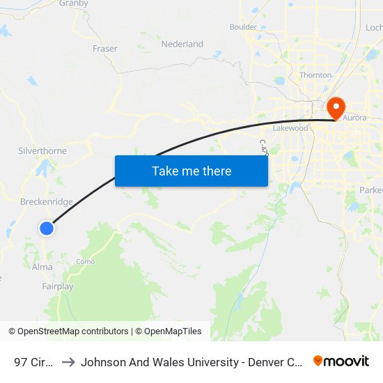 97 Circle to Johnson And Wales University - Denver Campus map